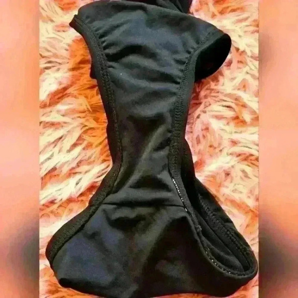 Vintage Carmen Marc Valvo Black Goth Slimming Swim Suit w/ Sheer Straps Size 6 - Picture 4 of 4